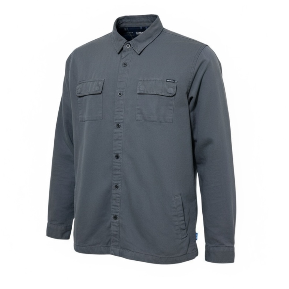 🧥 SALTY CREW Gray Fleece-Lined Shacket XL 🌊 Coastal Tough — Missing One Button